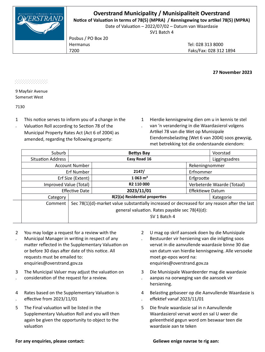 Notification letter example